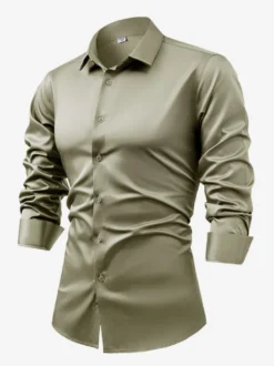 Chemise à manches longues pour homme bouton en cristal style business décontracté et slim