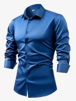 Chemise à manches longues pour homme bouton en cristal style business décontracté et slim