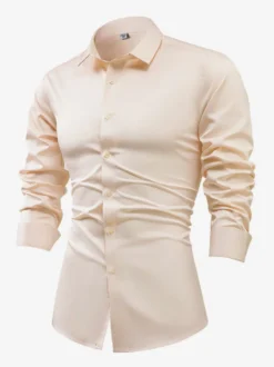 Chemise à manches longues pour homme bouton en cristal style business décontracté et slim