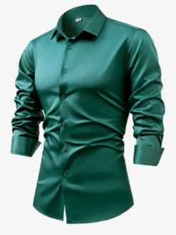 Chemise à manches longues pour homme bouton en cristal style business décontracté et slim