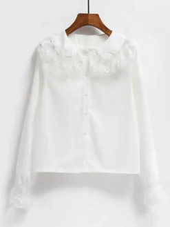 Chemise Mignonne Lolita En Mousseline De Soie En Dentelle Blouse Lolita Blanche