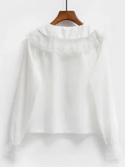 Chemise Mignonne Lolita En Mousseline De Soie En Dentelle Blouse Lolita Blanche