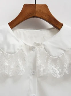 Chemise Mignonne Lolita En Mousseline De Soie En Dentelle Blouse Lolita Blanche