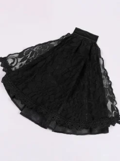Chemise Noir Vintage Top Renaissance Polyester Dentelle Manches Longues Rétro Costumes Pour Homme Déguisement Vintage