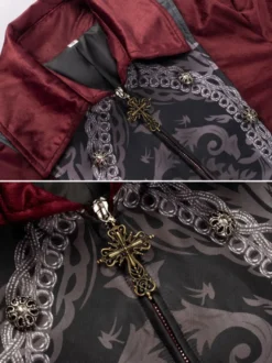 Chemise Rouge Vintage Top Rétro Imprimé Floral Manches Longues Rétro Costumes Pour Homme Déguisement Vintage Bourgogne