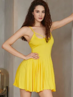 Chemises Babydolls Lingerie Sexy Jaune Vêtements de Nuit