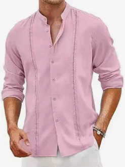 Chemises cubaines Guayabera pour hommes chemises de plage décontractées à manches longues pour l'été