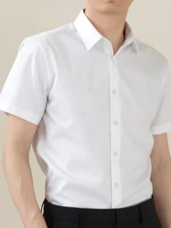 Chemises d'été pour hommes coupe slim élastique décontractées à manches courtes