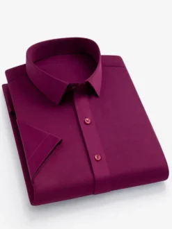 Chemises d'été pour hommes coupe slim élastique décontractées à manches courtes