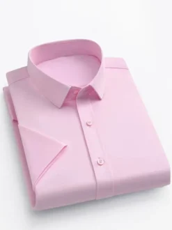 Chemises d'été pour hommes coupe slim élastique décontractées à manches courtes