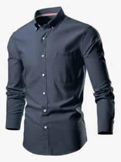 Chemises À Manches Longues Homme Grande Taille Mariage Boutonnée Coupe Cintré