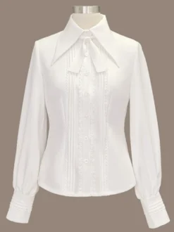 Chemise Steampunk Lolita Blouses Vert Manches Longues Dentelle Lolita Top
