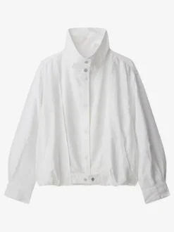 Chemisier blanc à boutons pour femme col montant manches longues style décontracté