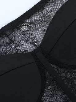 Chemisier corset en dentelle à épaules dénudées pour femme - Bustier noir transparent à manches longues en maille - Tenue de soirée printanière 2026