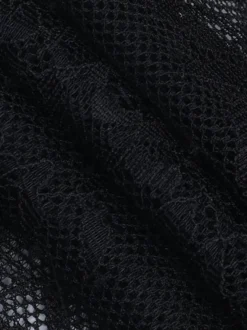 Chemisier corset en dentelle à épaules dénudées pour femme - Bustier noir transparent à manches longues en maille - Tenue de soirée printanière 2026