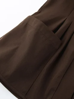 Chemisier en mousseline transparente à manches évasées pour femme - Style bohème marron volants étagés coupe ample - Idéal pour les soirées de printemps 2026