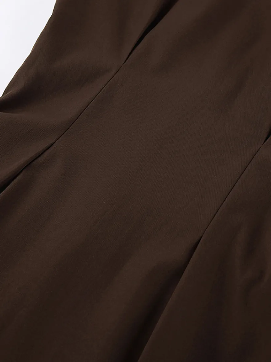 Chemisier en mousseline transparente à manches évasées pour femme - Style bohème marron volants étagés coupe ample - Idéal pour les soirées de printemps 2026