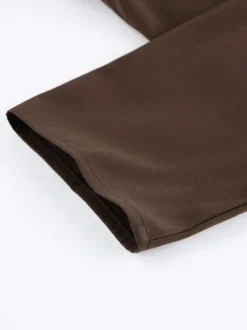 Chemisier en mousseline transparente à manches évasées pour femme - Style bohème marron volants étagés coupe ample - Idéal pour les soirées de printemps 2026