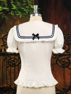 Chemisier lolita en coton avec noeud de col marin Déguisements Halloween