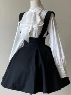 Chemisiers gothiques Lolita Haut Lolita Chemisier à volants à manches longues Chemise Lolita blanche