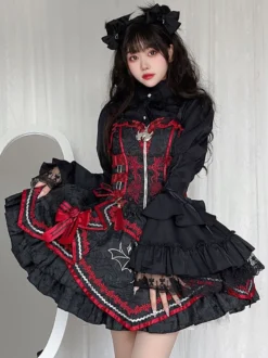 Chemisiers gothiques Lolita Haut Lolita blanc Manches longues Volants Dentelle Lolita Chemise