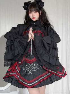 Chemisiers gothiques Lolita Haut Lolita blanc Manches longues Volants Dentelle Lolita Chemise