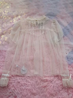 Chemisiers Lolita doux haut Lolita noir à manches longues nœuds et volants chemise Lolita