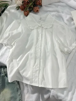 Chemisiers Lolita doux hauts Lolita blancs à manches courtes et volants chemise Lolita