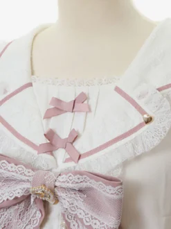 Chemisiers Lolita doux nœuds haut Lolita en dentelle chemisier à manches longues chemise Lolita rose