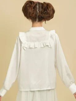 Chemisiers Lolita doux nœuds volants manches longues haut Lolita chemise Lolita blanche