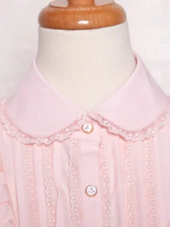 Chemisiers Lolita doux Volants Dentelle Manches longues Haut Lolita rose Chemise Lolita