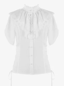 Chemisiers Lolita Style Rococo Haut Lolita Chemisier À Manches Courtes À Volants Chemise Lolita Blanche