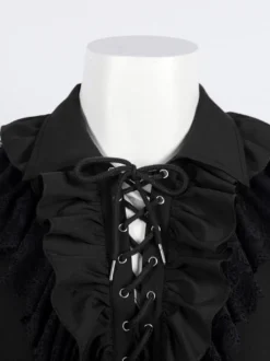 Chemisier unisexe vintage à manches volantées style victorien col noué tendance inspiré de la Renaissance Bourgogne