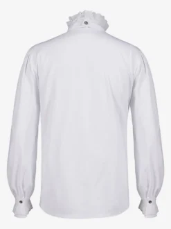 Chemisier vintage blanc rétro victorien steampunk à col montant et double boutonnage