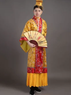 Chinois Costume Or En Rayonne De Toussaint En Brocart Robe Ensemble Déguisements Halloween