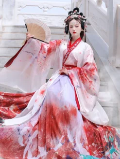 Chinois Style Op Robe 3 pièces Eric Blanc Manches longues Polyester robe tenue
