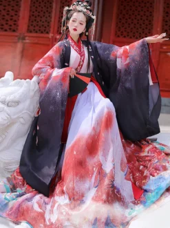 Chinois Style Op Robe 3 pièces Eric Blanc Manches longues Polyester robe tenue