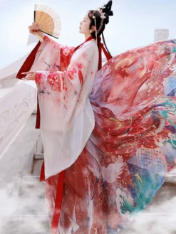 Chinois Style Op Robe 3 pièces Eric Blanc Manches longues Polyester robe tenue