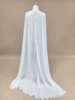 Châles de mariée en mousseline de soie sans manches col rond manches courtes ivoire