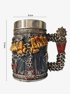 Chope à bière gothique en acier inoxydable avec tête de mort pour Halloween