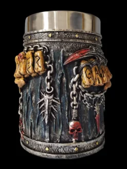 Chope à bière gothique en acier inoxydable avec tête de mort pour Halloween