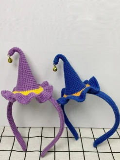 Coiffe d'Halloween crochetée à la main chapeau de sorcière pinces à cheveux cadeaux de fête amigurumi pour filles