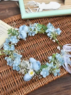 Coiffes de fleurs de mariage roses Accessoires de cheveux de mariée en polyester Cadeau de Saint Valentin