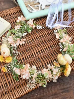 Coiffes de fleurs de mariage roses Accessoires de cheveux de mariée en polyester Cadeau de Saint Valentin