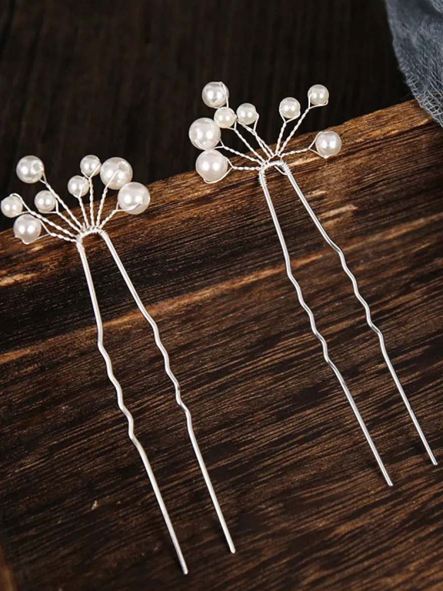 Coiffes de mariage Accessoires de cheveux de mariée en métal blanc