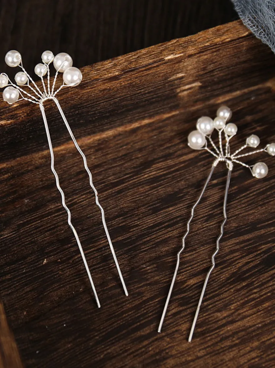 Coiffes de mariage Accessoires de cheveux de mariée en métal blanc