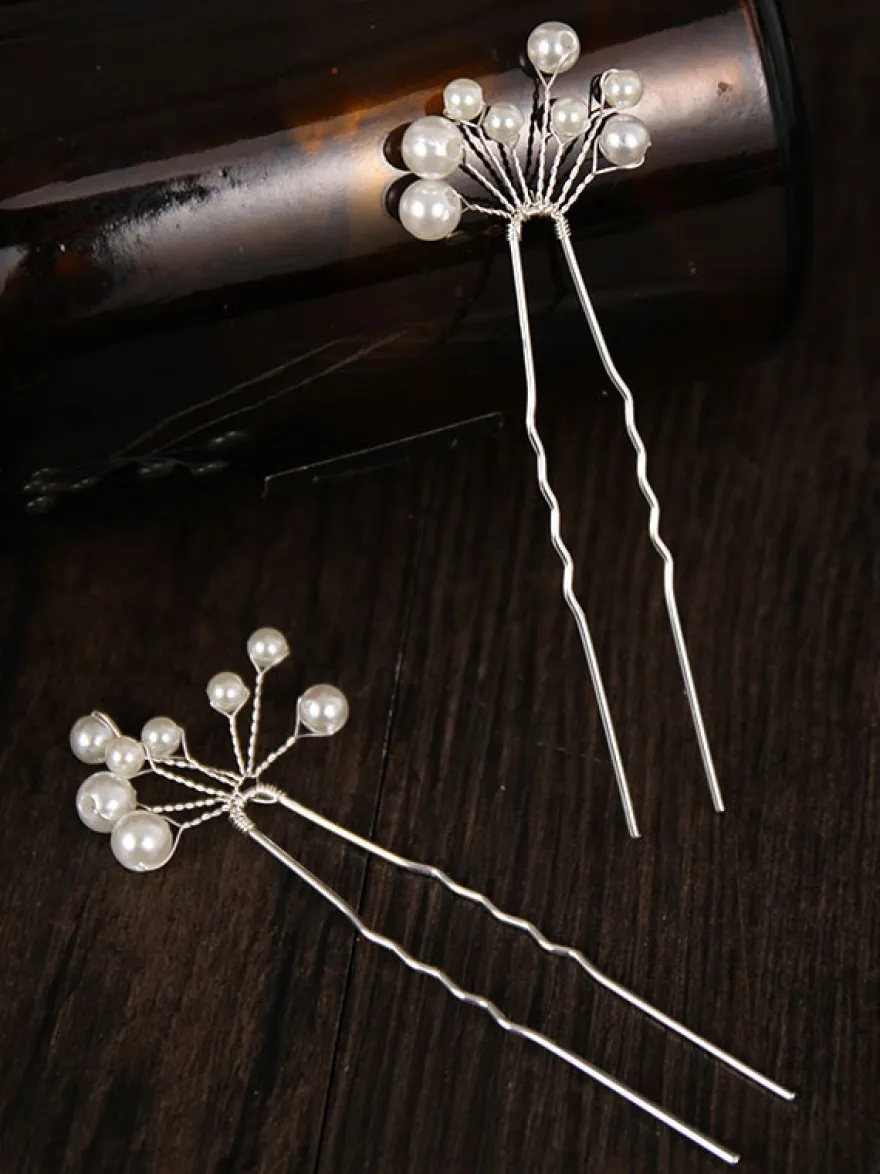 Coiffes de mariage Accessoires de cheveux de mariée en métal blanc