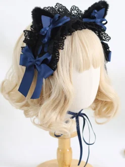 Coiffure Lolita Gothique Nœuds Dentelle Volants Accessoire Polyester
