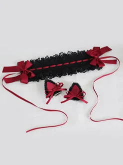 Coiffure Lolita Gothique Nœuds Dentelle Volants Accessoire Polyester