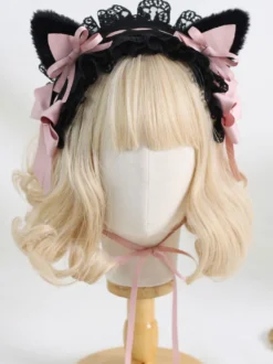 Coiffure Lolita Gothique Nœuds Dentelle Volants Accessoire Polyester